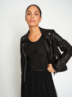 MMGOHA STUD LEATHER JACKET