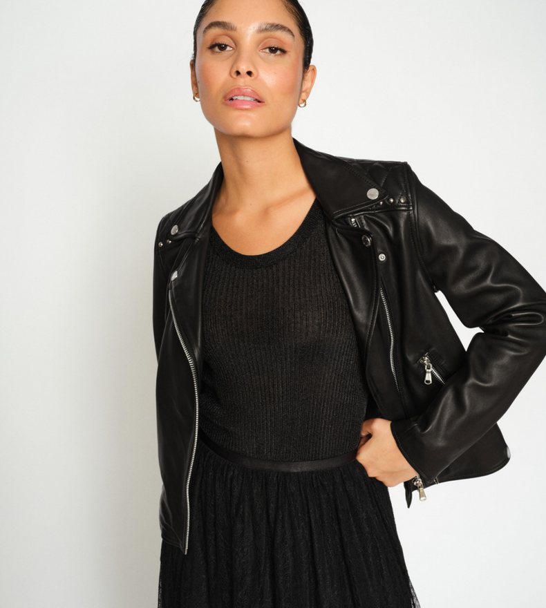 MMGOHA STUD LEATHER JACKET