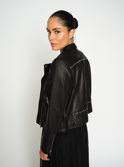 MMGOHA STUD LEATHER JACKET