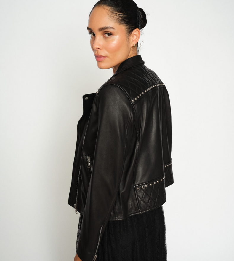 MMGOHA STUD LEATHER JACKET