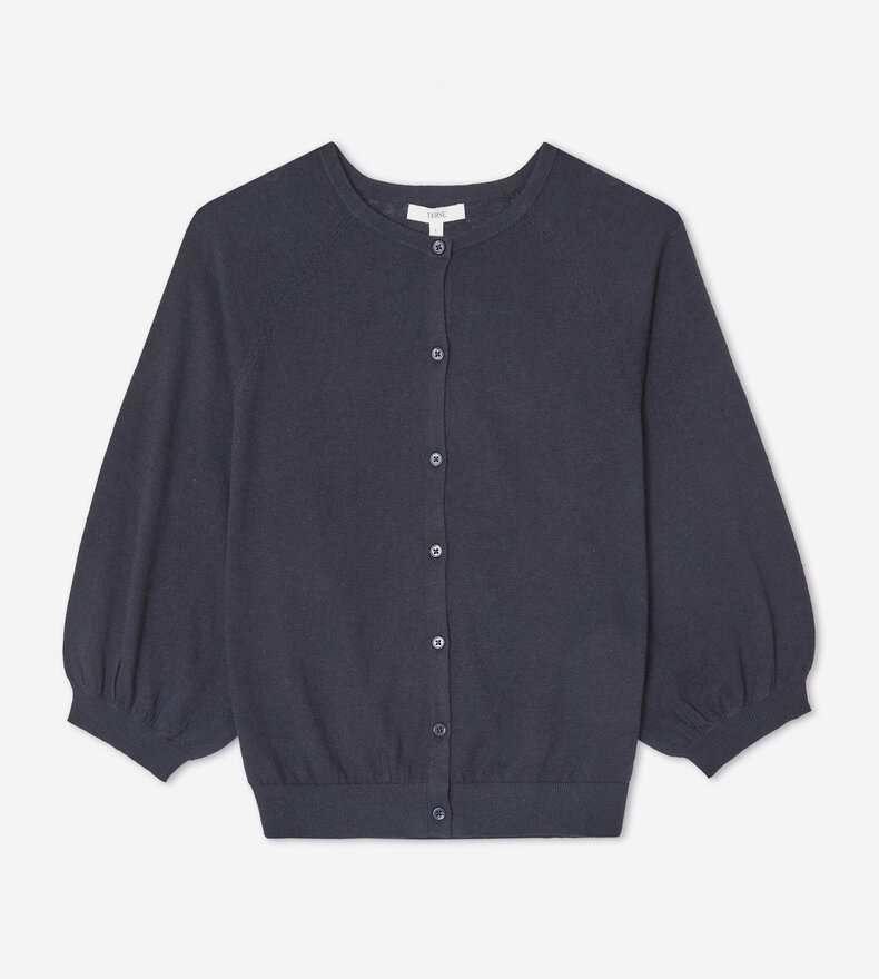 FLAX ROUND NECK CARDIGAN