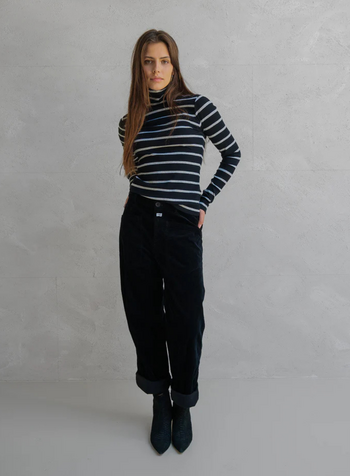 PENN & INK STRIPE LONGSLEEVE MELANGE