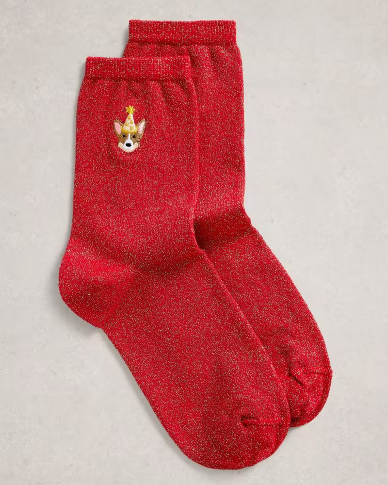 WHITE STUFF FEMME CORGI SPARKLE SOCKS