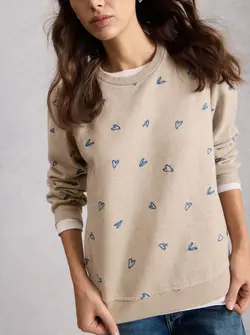 HEART EMBROIDERED SWEATSHIRT