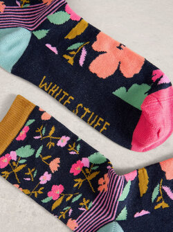 CHAUSSETTES RAYÉES FLEURIES