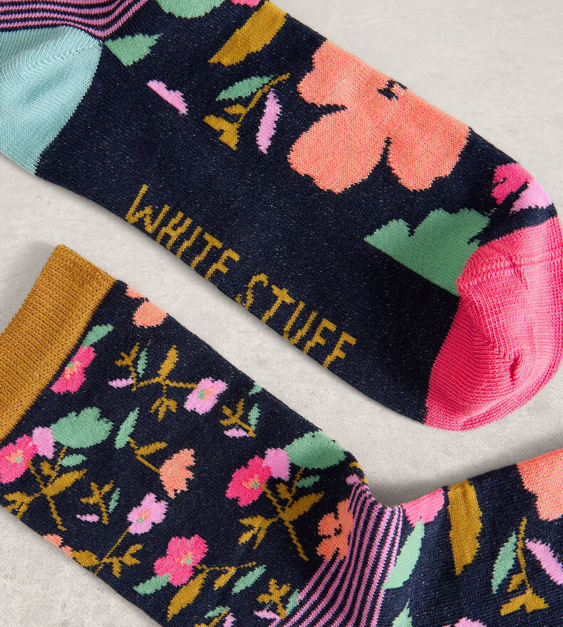 CHAUSSETTES RAYÉES FLEURIES