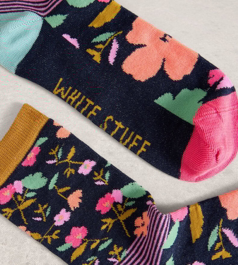 FLORAL STRIPE ANKLE SOCK