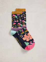 FLORAL STRIPE ANKLE SOCK