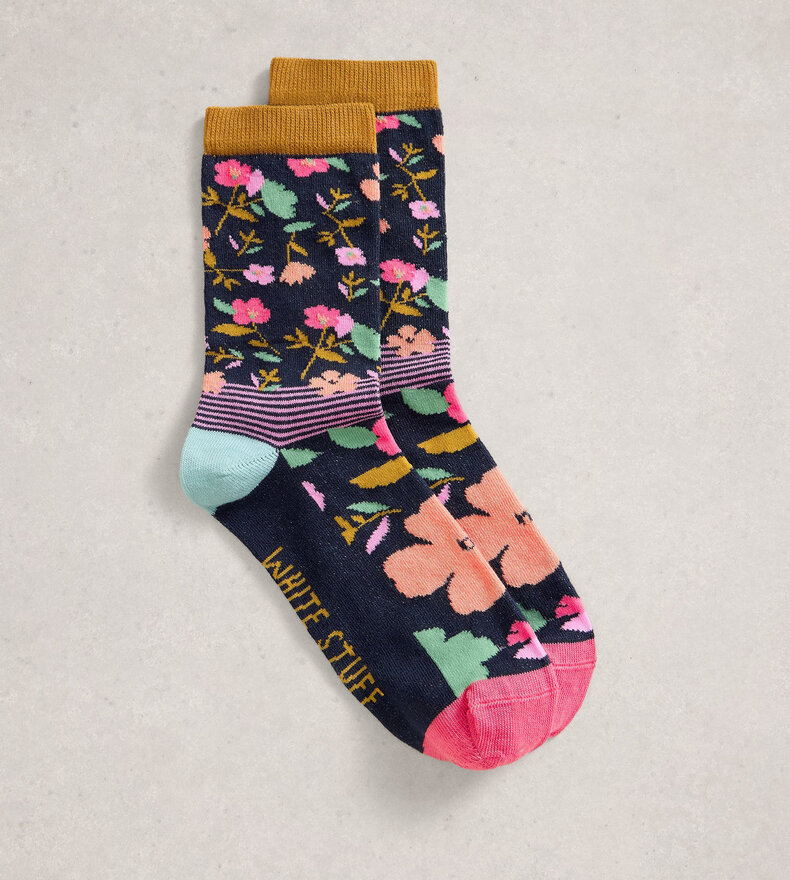 FLORAL STRIPE ANKLE SOCK