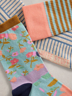 3PK FLORAL STRIPE SOCKS