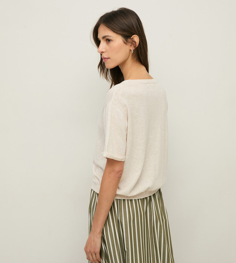 CARDIGAN À COL EN V EN LIN