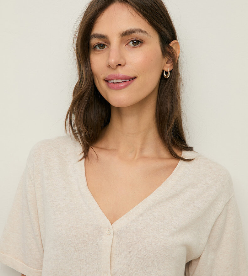 FLAX V-NECK CARDIGAN