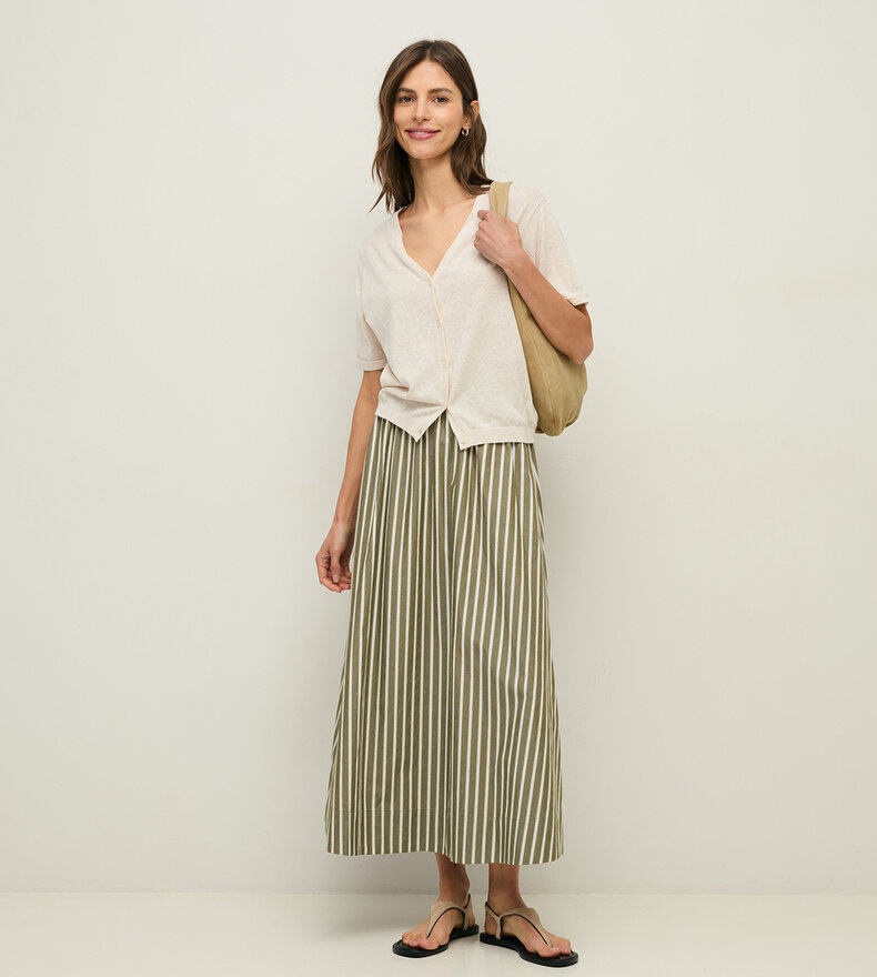 CARDIGAN À COL EN V EN LIN