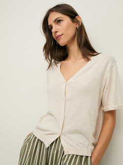 CARDIGAN À COL EN V EN LIN
