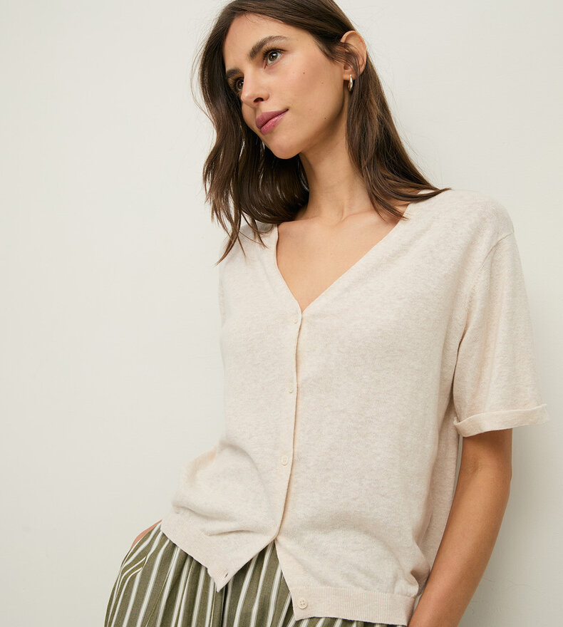 FLAX V-NECK CARDIGAN