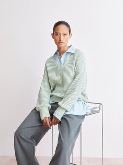 LINEN BLEND KNIT SWEATER