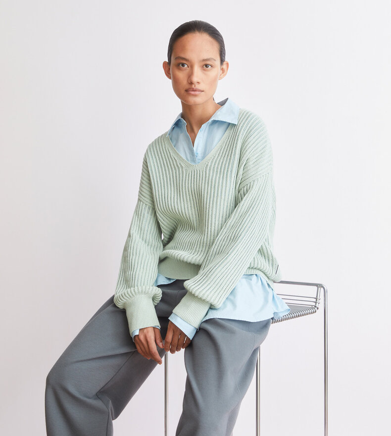 LINEN BLEND KNIT SWEATER