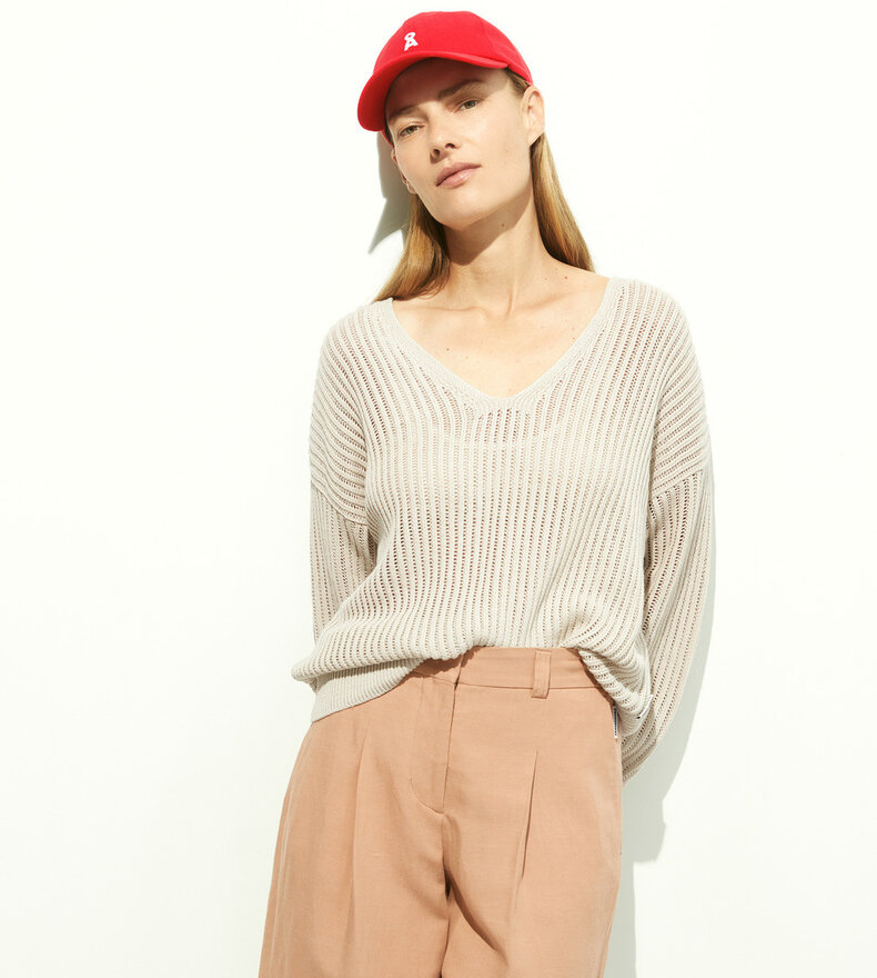 LINEN BLEND KNIT SWEATER