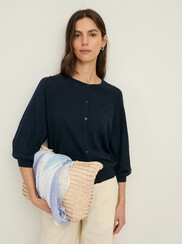 FLAX ROUND NECK CARDIGAN