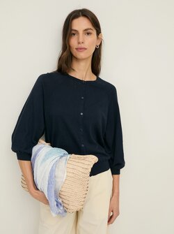 FLAX ROUND NECK CARDIGAN