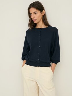 FLAX ROUND NECK CARDIGAN