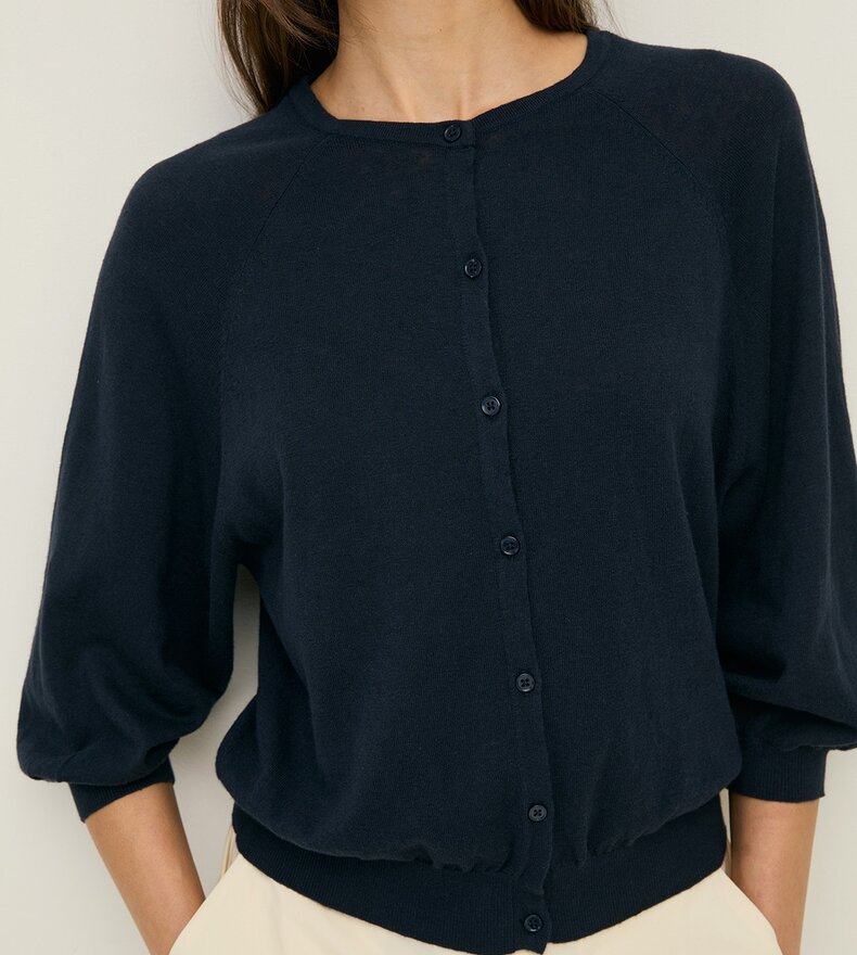 CARDIGAN À COL ROND EN LIN