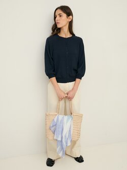 FLAX ROUND NECK CARDIGAN