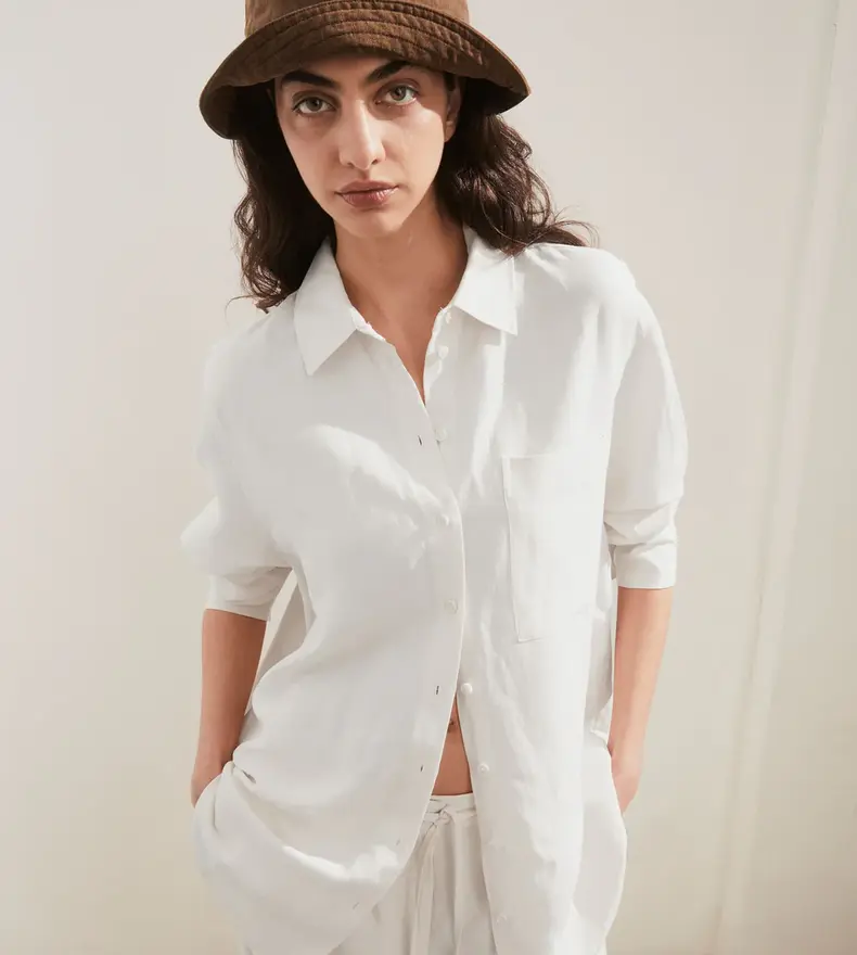 LINEN BLEND BLOUSE