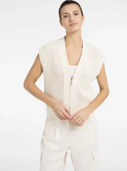 MESH SLEEVELES CARDIGAN