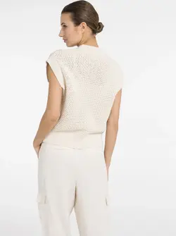 MESH SLEEVELES CARDIGAN