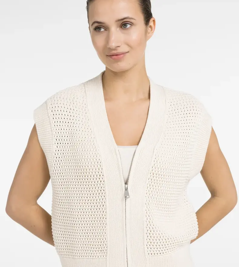 MESH SLEEVELES CARDIGAN