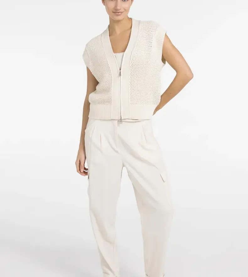 MESH SLEEVELES CARDIGAN