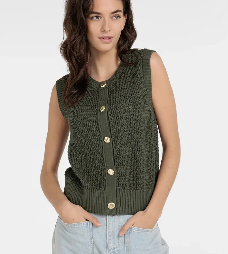 SLEEVLESS KNIT CARIDGAN