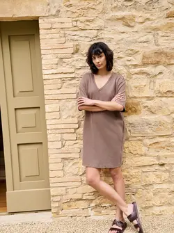 ROBE EN JERSEY À COL EN V