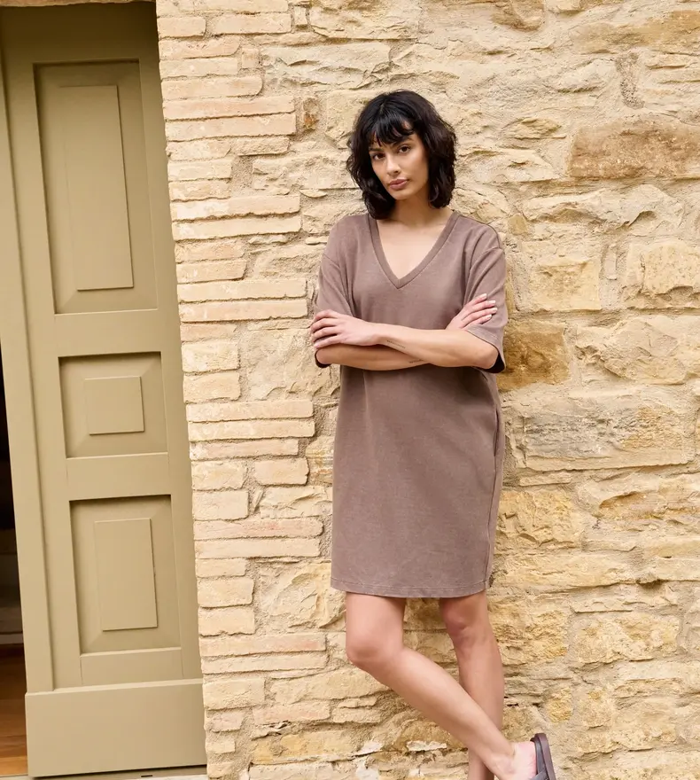 ROBE EN JERSEY À COL EN V