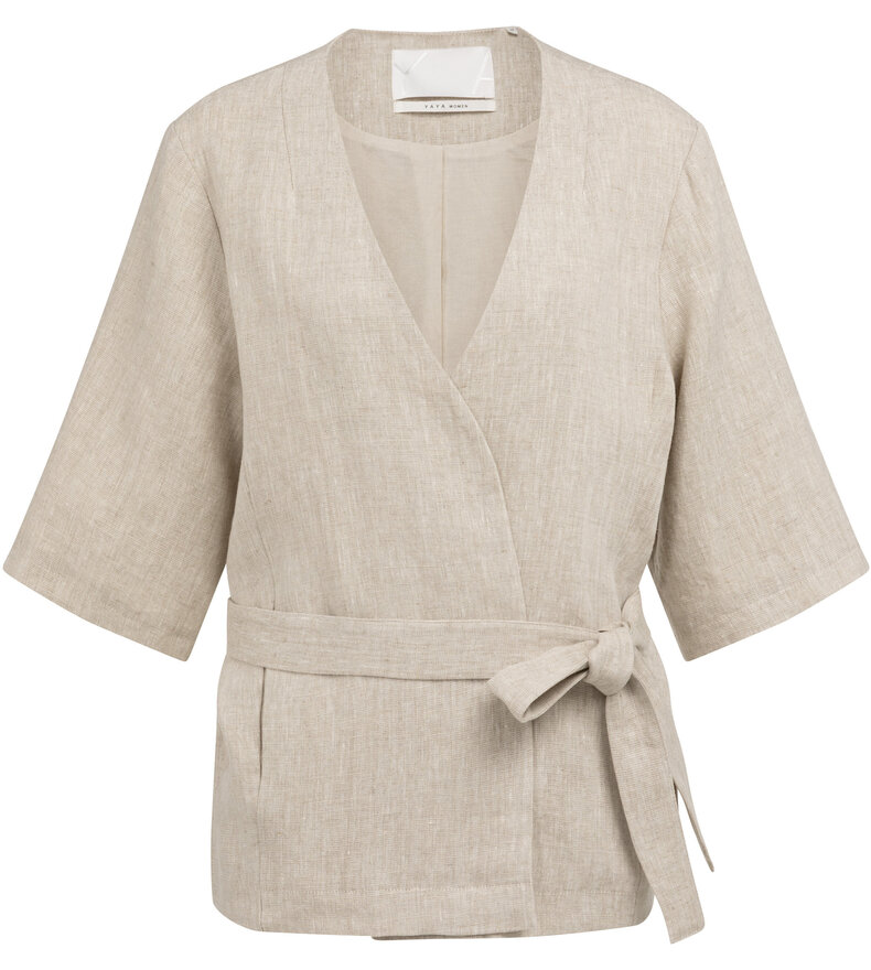 LINEN-BLEND WRAP JACKET