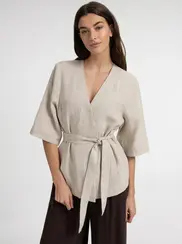 LINEN-BLEND WRAP JACKET