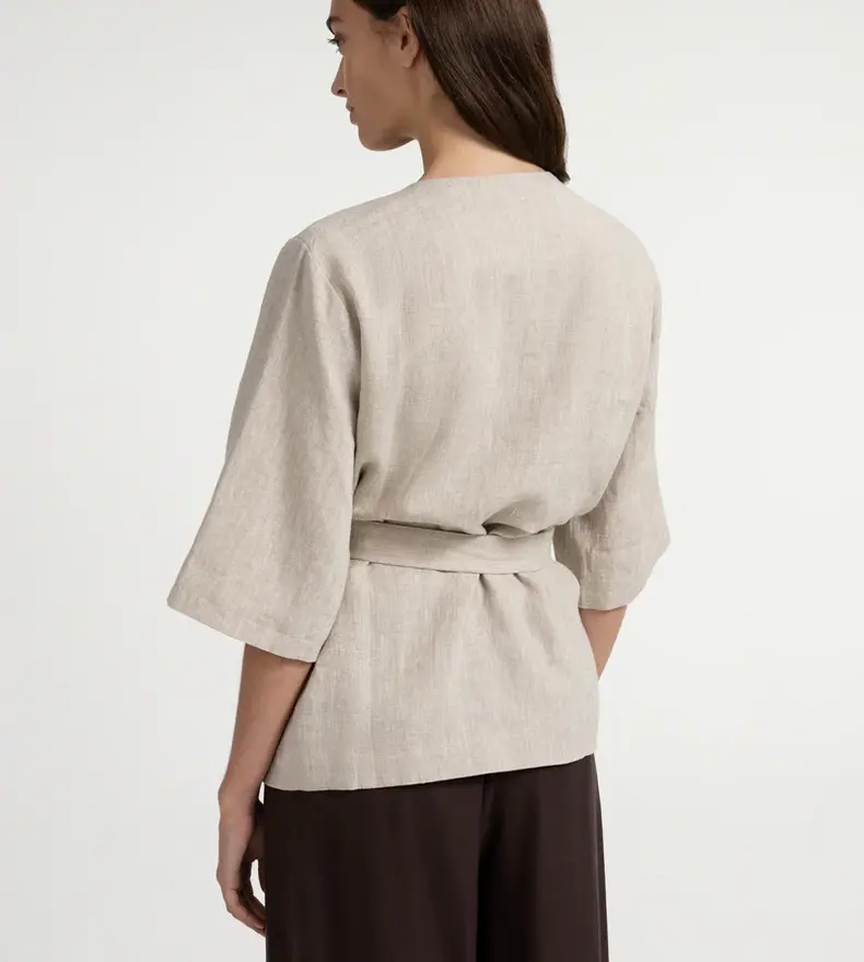 LINEN-BLEND WRAP JACKET