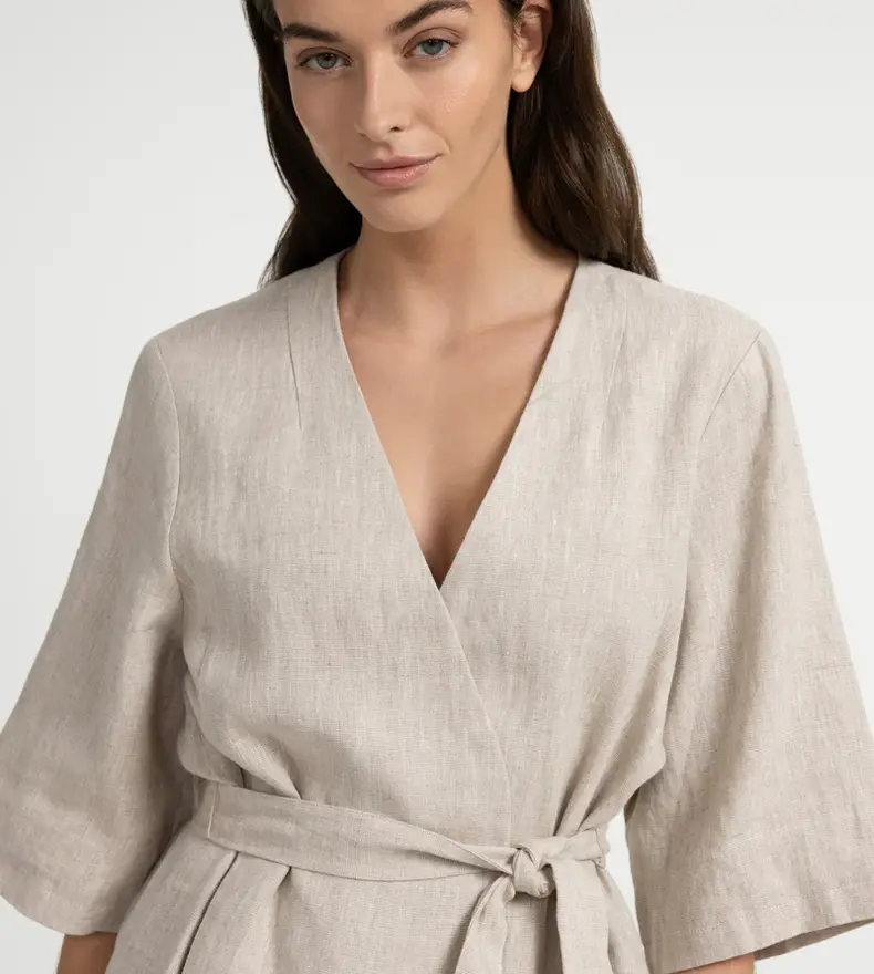 LINEN-BLEND WRAP JACKET