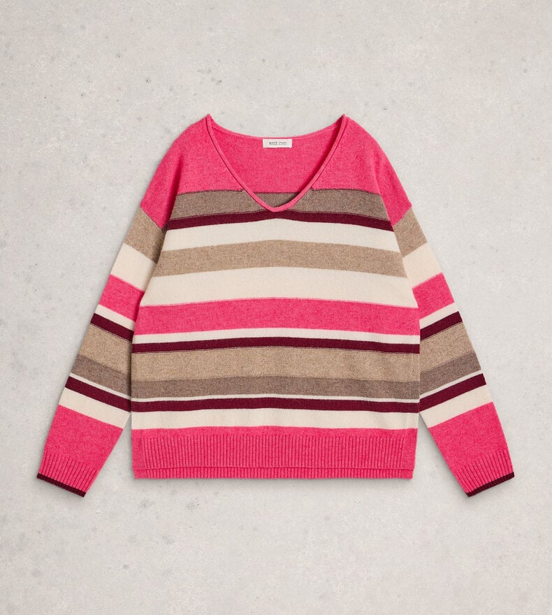SANSA V NECK STRIPE SWEATER