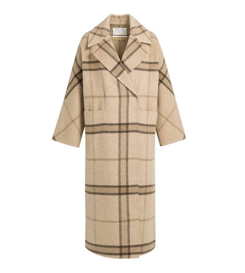 MANTEAU LONG À CARREAUX