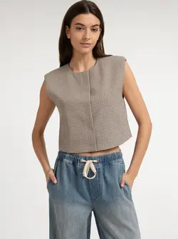 CHECK WOVEN GILLET