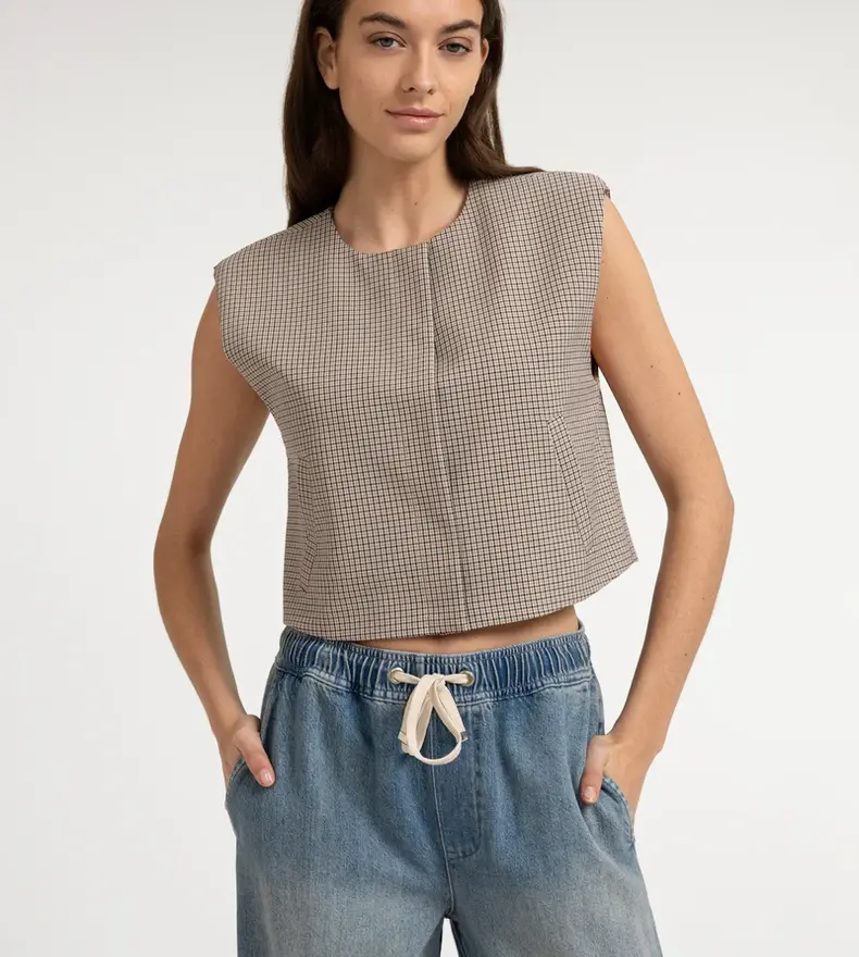 CHECK WOVEN GILLET