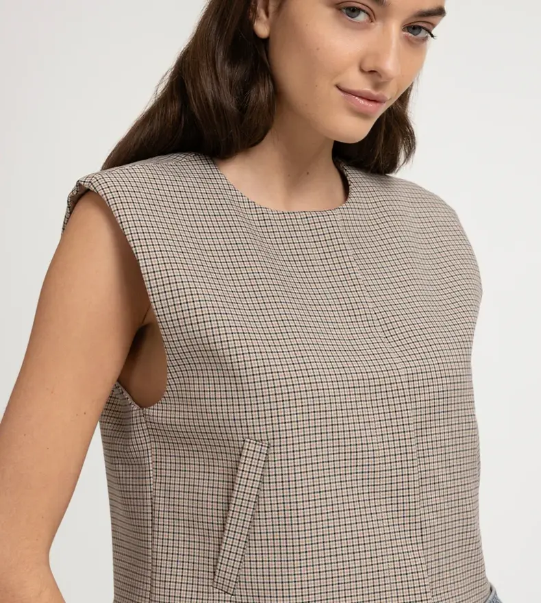 CHECK WOVEN GILLET