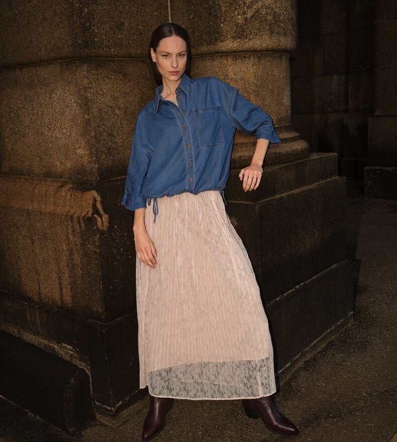 MMJURNEE LACE PLEAT SKIRT
