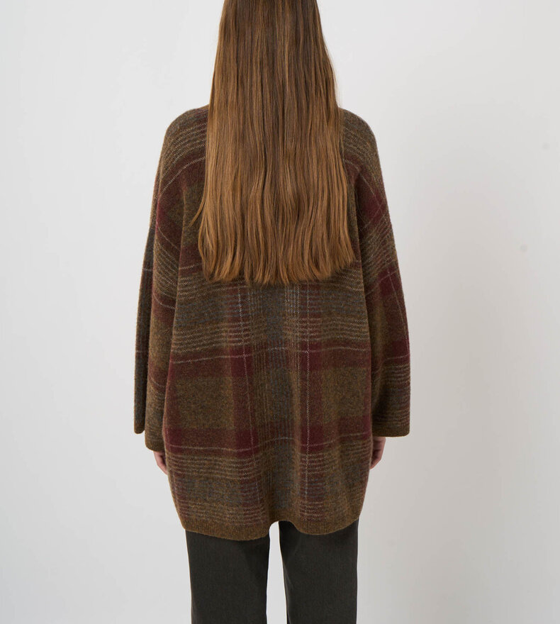 KNITTED PLAID CARDIGAN