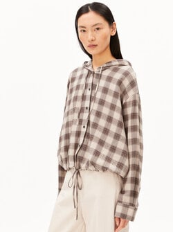 CHECK HOODED BLOUSE