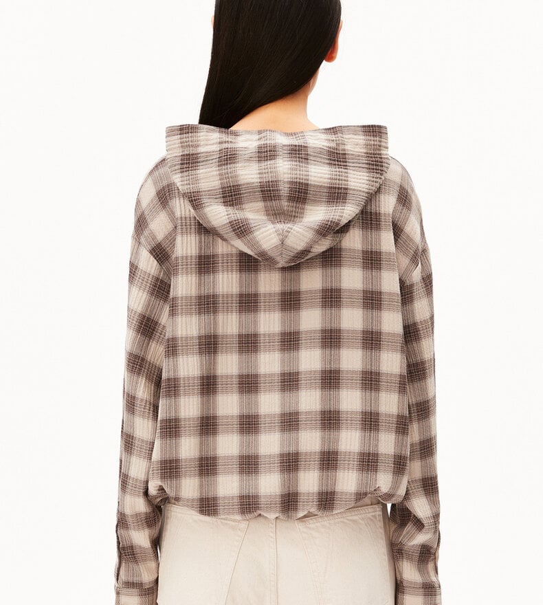 CHECK HOODED BLOUSE