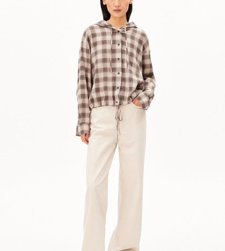 CHECK HOODED BLOUSE