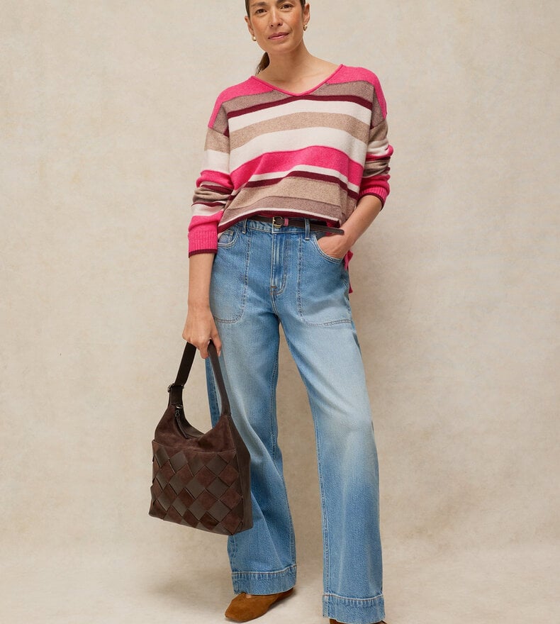 SANSA V NECK STRIPE SWEATER